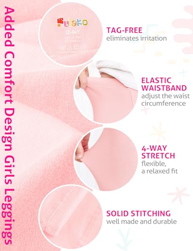 Girls Leggings 6 Pack Girls Pants Basic Cotton Leggings Full Length Stretchy Toddler Leggings Clothes Multipack Pant 2T-14Y4