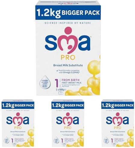 SMA First Infant Baby Milk Powder Formula, from birth, 1.2 kg (Pack of 4)