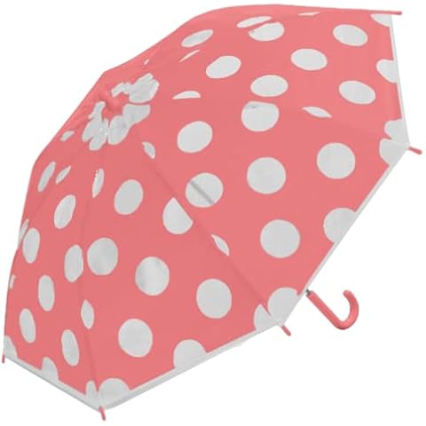 The Weather Station Children's Rain Umbrella, Manual Fiberglass Folding Mini Umbrella, Windproof, Lightweight, and Packable for Travel, Full 32 Inch Arc, Coral Dot Cover