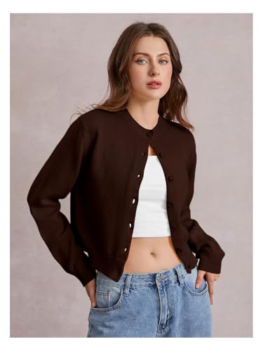 Image of SOLY HUX Women's Button Down Cropped Lightweight Cardigan Sweater Cute Fall Fashion 2026
