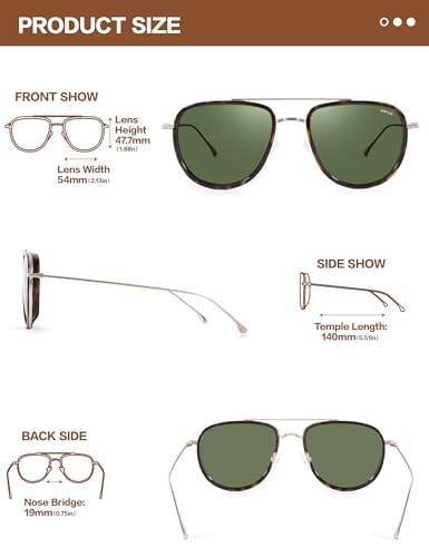Image of BIRCEN Polarized Aviator Sunglasses Womens: Acetate Glasses UV Protection | Classic Square Style fit Most Face Shape - Pressure-free Frame & Full Anti-Glare Lens Ideal for Classy Laides Travel Vacation