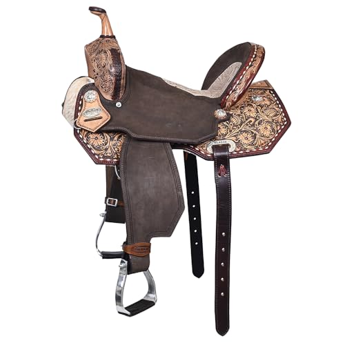 HILASON 17 in Western Horse Flex Tree Barrel Trail American Leather Saddle Brown