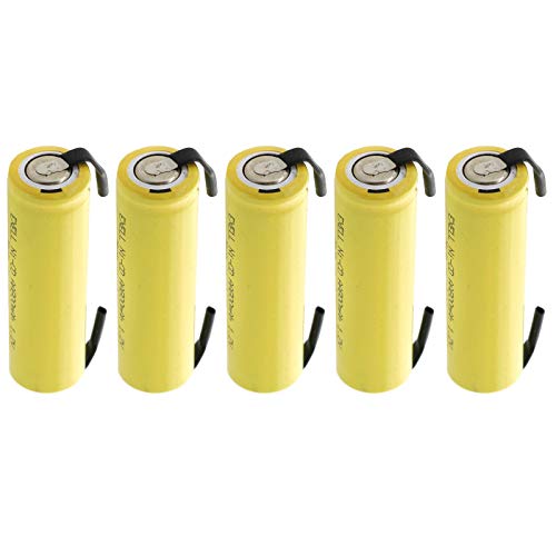 Exell Battery (5-PACK) AA 1.2V 800mAh NiCd Rechargeable Assembly Cell Battery with Tabs for high power static applications (Telecoms, UPS and Smart grid), radios, RC devices, electric tools
