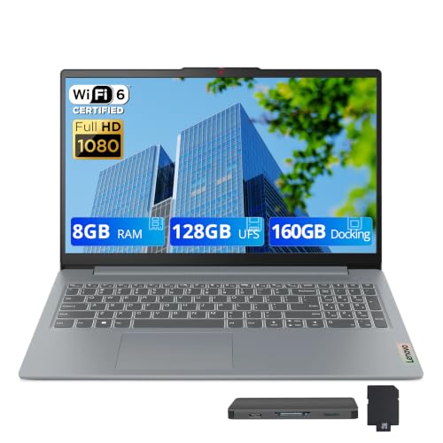 Image of Lenovo IdeaPad Slim 3 15.6 inch FHD Laptop, Intel Core i3-N305, 8GB LPDDR5, 288GB Storage(128GB UFS+160GB Docking Station Set), Intel UHD Graphics, Numeric Keypad, WiFi 6, Windows 11 Home, Grey