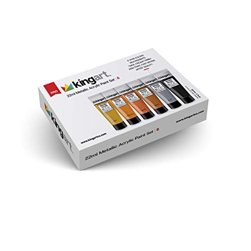 KingArt PRO Acrylic Set Paint, 6 ea, Assorted Metallic Colors