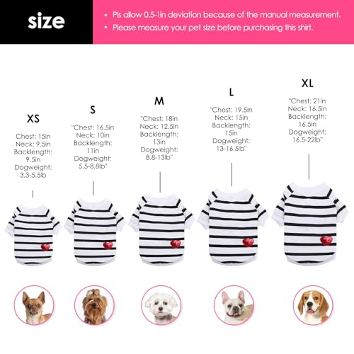 Preferhouse Pet Dog Striped T-Shirt Dogs Cats Cotton Vest Spring Summer Pet Apparel Tee Shirt Suitable for Small and Medium Large Pets French Bulldog Bichon by Preferhouse - Image 3