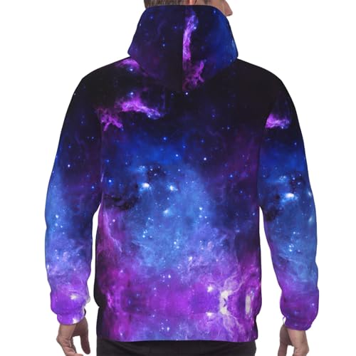 Sweat à capuche galaxie homme avec cordon pull bleu décontracté
