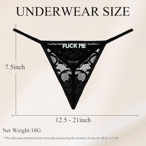 Image of Sexy Underwear for Women, Lace Thongs with Sparkling Letter Charms, Fun and Flirty Panties for Women Sexy