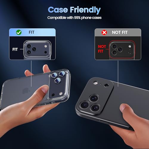 Image of CACOE Camera Protective Case for iPhone 17 Pro Max /17 Pro /16 Pro Max /16 Pro /15 Pro Max /15 Pro /14 Pro Max /14 Pro, [Scratch-Resistant] [Drop-Proof] [Strong Adhesive] (Blue)