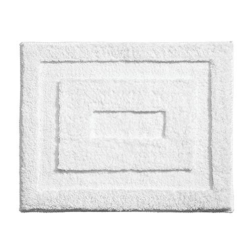 mDesign Soft Microfiber Polyester Spa Rugs for Bathroom Vanity, Tub/Shower - Water Absorbent, Machine Washable - Includes Plush Non-Slip Rectangular Accent Rug Mats in 3 Sizes - Set of 3 - Pure White