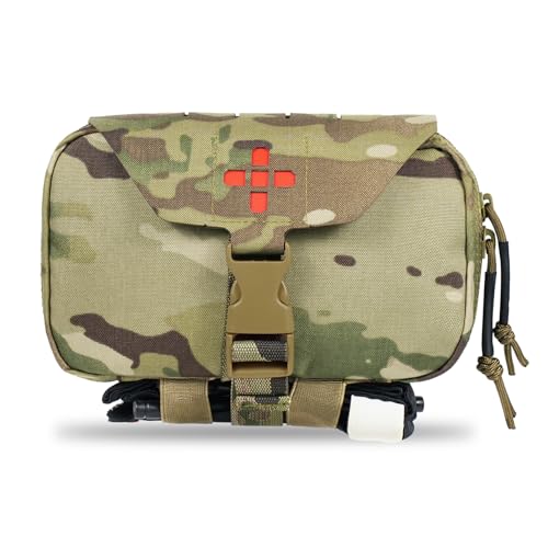 Lonloke Ifak Pouch-Rapid Deployment Tactical MOLLE Trauma Kit Pouches Quick Release Tear-Off Medical First Aid Kit Organiser with Red Immediate Identify for Emergency Surviva Activities. (MC)