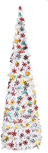 MACTING Christmas Tree, 5ft Collapsible Pop up Christmas Tinsel Tree with Stand Tinsel Coastal for Holiday Xmas Decorations,Home Display,Office Decor(White)