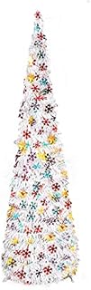 MACTING Christmas Tree, 5ft Collapsible Pop up Christmas Tinsel Tree with Stand Tinsel Coastal for Holiday Xmas Decorations,Home Display,Office Decor(White)