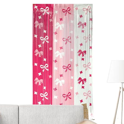 Cortinas con lazo, cortinas románticas con flecos de aluminio, accesorios para cabina de fotos para fiesta de cumpleaños, para despedida de soltera, fiesta temática de coqueta, dormitorio, baño