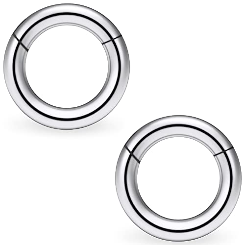Vsnnsns 2G 4G 6G 8G 12G Septum Rings Surgical Steel Heavy Gauges Earrings for Stretching Hinged Segment Clicker Septum Nose Rings Weights Earrings Hoops Diameter 14mm 16mm 19mm Silver