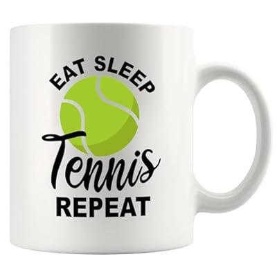 Eat Sleep Tennis Repeat Coffee Mug Tennis Gifts For Tennis fans Sports Ceramic Cup Novelty Drinkware 11 oz White 11 oz