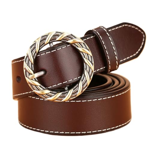 Belts for Womens,Cow Leather Belts,Genuine Leather Fashion Dress Belt,Vintage Western Design Waist Belt