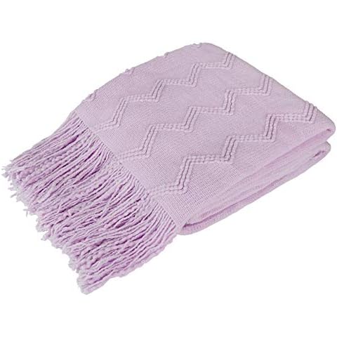 PAVILIA Light Purple Knit Throw Blanket Cover