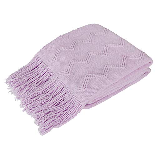 PAVILIA Lavender Purple Knit Throw Blanket for Couch Bed Soft Knitted Farmhouse Sofa Throw for Living Room Lightweight Decorative Summer Throw Blanket for Chair Outdoor Textured Boho Blanket 50x60