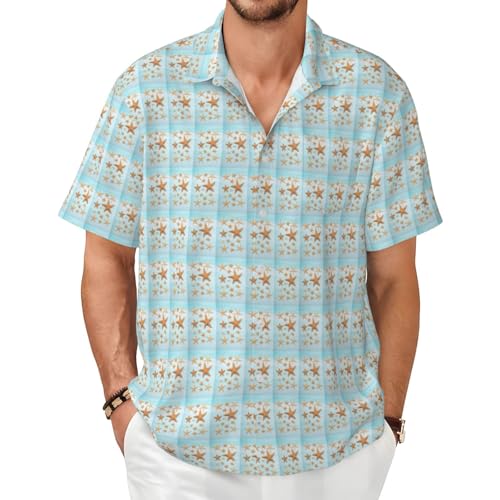 Chemise homme manches courtes imprimé maritime 3D été confortable