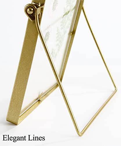 Sonefreiy 5X7 Gold Picture Frame With Pressed Flower, Vintage Floating Frame 5 By 7 For Desktop And Wall Hanging, 5 X 7 Photo Frame Gift For Friend Family Wedding Mom Mother's Day Dad Father's Day #TOP6