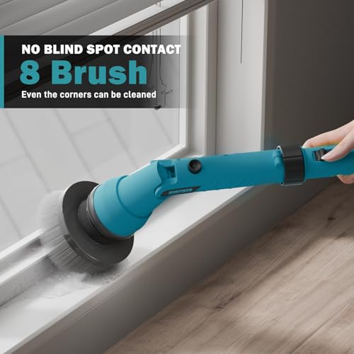 Image of Alloyman 1200RPM Electric Spin Scrubber, 20V Replaceable Battery, Shower Cordless Cleaning Brush, Power Scrubber for Cleaning with 8 Brushes for Bathtub /Tub /Tile /Floor