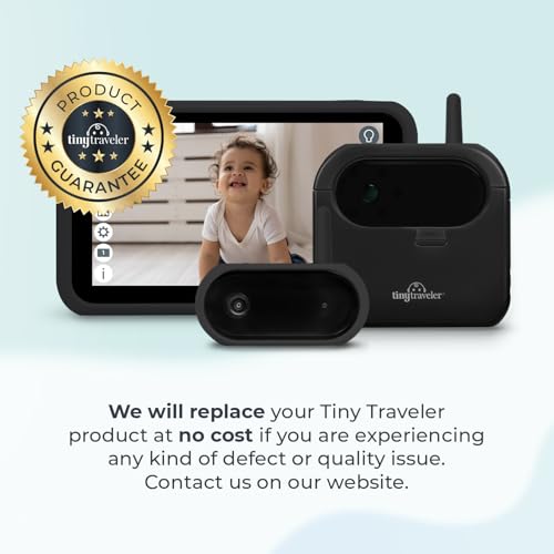 Tiny Traveler Ai Smart Wireless Baby Car Monitor with Travel Kit & Power Bank- AI-Powered Safety Alerts Detection, Virtual Fence, Long Range 1000ft Night Vision Lullabies Night Light - Black