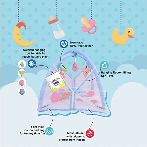 Image of Toddylon Baby Bedding New Born Baby Bed | Mosquito Net | Mattress | Play Gym Bed | Insect Protection Net | Infants | Mosquito Safety Net | Baby Boys Girls (0-6 Months)