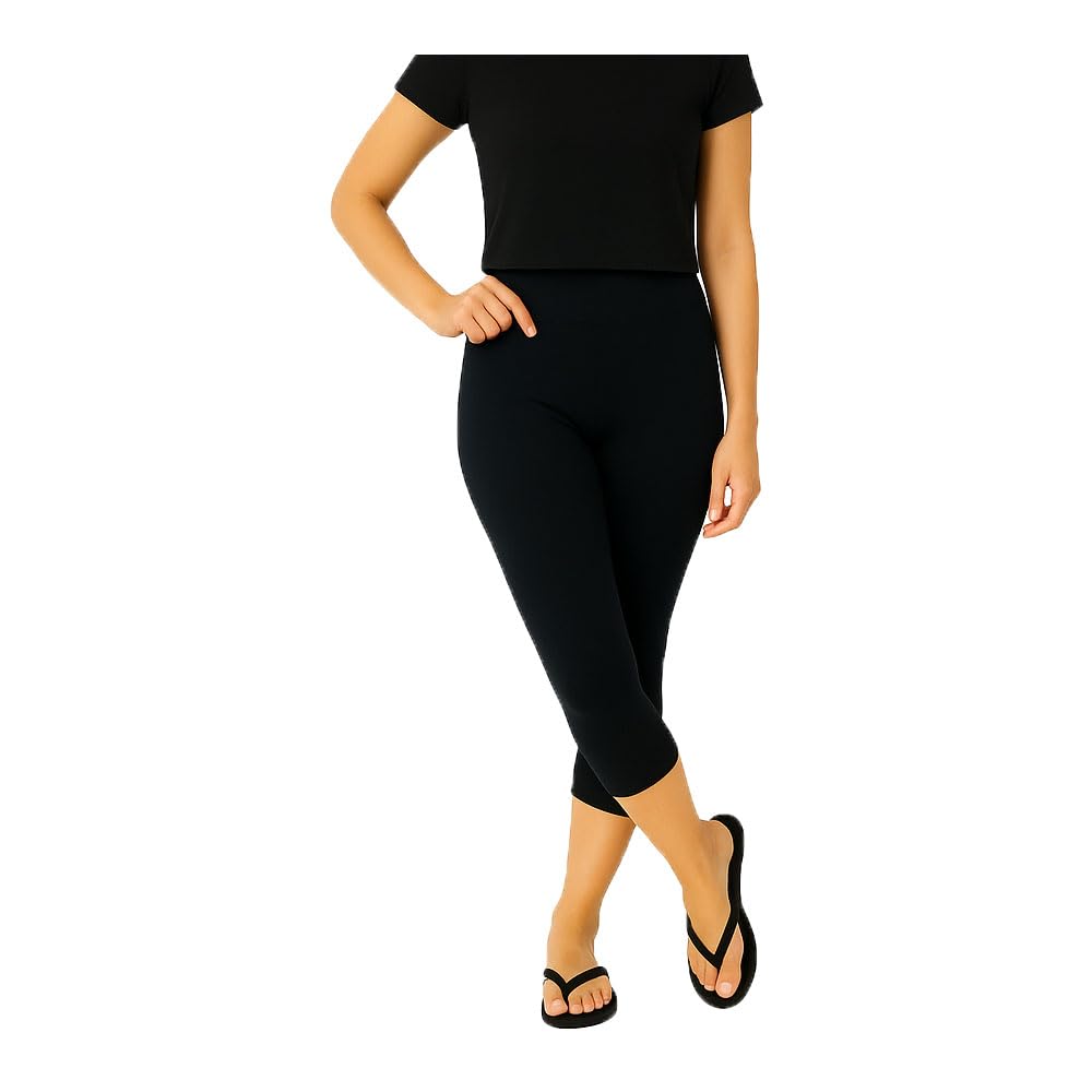 Womens Casual Solid Cotton Blend Plain 3/4th Capri For Women Black Pack Of 1-picture-42