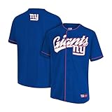 Ultra Game NFL Official Adults Game Day Button Down Baseball Mesh Jersey Shirt - Unisex, New York Giants, Team Color, X-Large