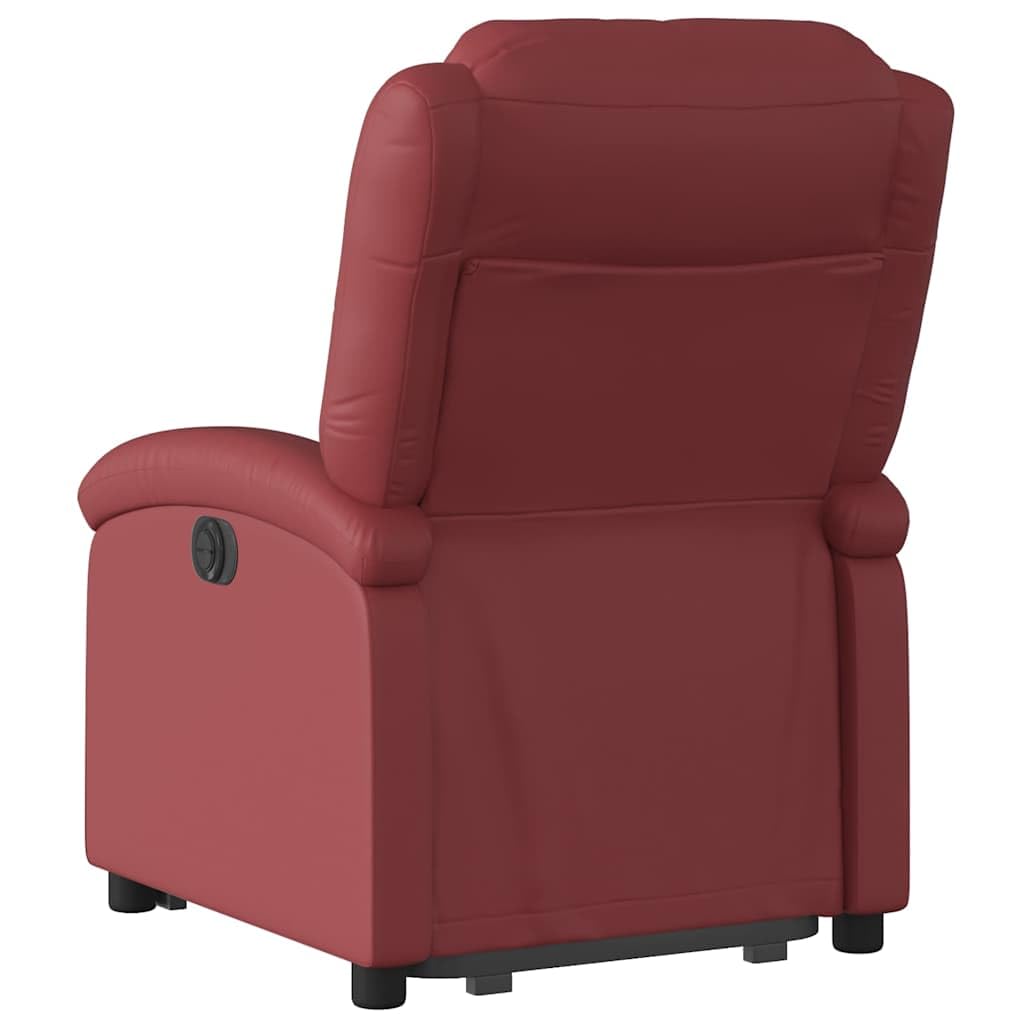 Sillón de relax con ayuda para levantarse, piel sintética, color rojo
