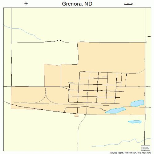 Large Street & Road Map of Grenora, North Dakota ND Printed poster