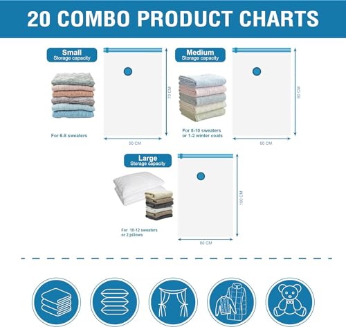 Image of Smart Saver Vacuum Bags, Compression Storage Bags for Clothes, Bedding, Pillows, Comforters, Blankets With Vacuum Pump (Pack of 5) (5)