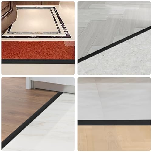 5cm×3m Übergangsprofil Selbstklebend Vinyl Übergangsschiene, Bodenleiste Fußböden Abdeckleisten Holzmaserung Abdeckleisten für Fußböden (Schwarz)