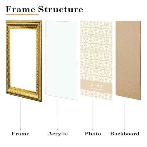 Image of VIOLABBEY 11x22 Picture Frame Gold, Vintage Poster Frame | Antique Ornate Photo Frame, Wall or Tabletop Display, Classic Design for Home Office Decor, Fits 11x22 Pictures