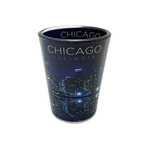 Chicago Night Scene Glass Souvenir Two-Sided Shot Glass - 2 ounce Cover