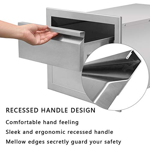 JIE JIN Outdoor Kitchen Drawers Stainless Steel, Double BBQ Drawers Flush Mount for Outdoor Kitchen or BBQ Island (18\" x 15\" x 23.4\")