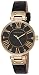 Anne Klein Women's AK/1396BMBK Gold-Tone Black Mother-Of-Pearl Dial Leather Dress Watch