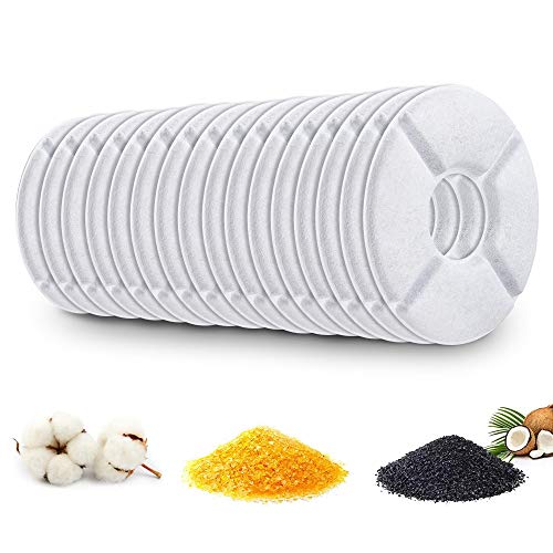 WloYimo Cat Water Fountain Filter Replacement, Pet Fountain Filter, Triple Filtration System Replacement Filter Automatic Pet Fountain Cat Water Fountain Dog Water Dispenser (Pack of 16) â€¦