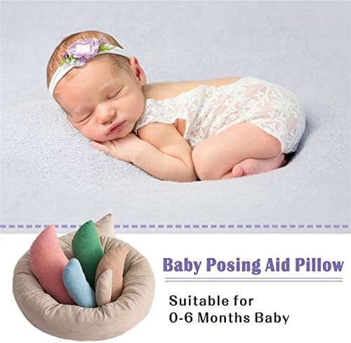 6 Pcs Newborn Photography Props Baby Posing Aid Pillow Beans Bag,(1pc Donut +5 pcs Posing Pillow) 0-6 Months Baby (Color)