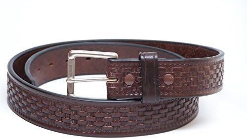 Old West Leather Goods Mens CCW 1.5 Inch Gun Belt Made in The USA -Basketweave Brown 44