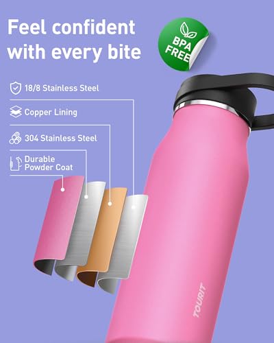 image for TOURIT 32 oz Insulated Water Bottle, Stainless Steel Sports Water Bott
