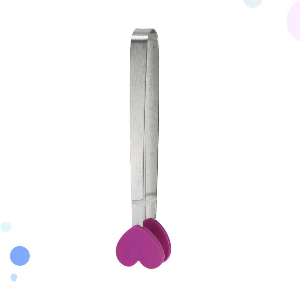 HEMOTON Ice Tongs Heart Shape Stainless Steel Ice Cube Tong Candy Scoop Food Kitchen Serving Tong for Cocktail Tea Party