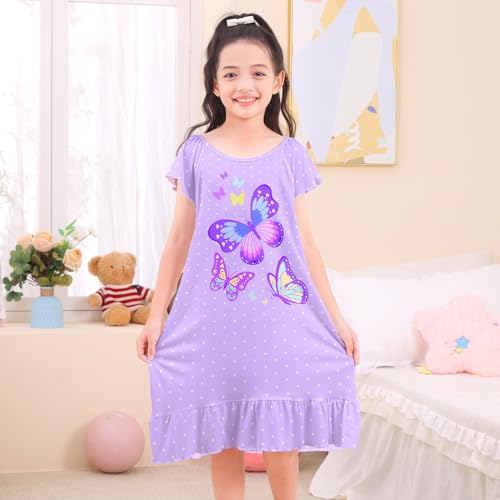 Play Tailor Girls Nightgowns Toddler Pajamas Princess Summer Sleepwear Kids Flying Sleeves Nightdress for Girls3