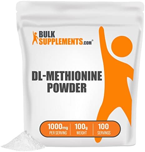 BulkSupplements.com DL-Methionine Powder - Methionine Supplement - Amino Acids Supplement - Choline Supplements - Amino Acid Nutritional Supplements (100 Grams - 3.5 oz)