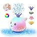 Baby Badespielzeug,Wal Spray,Schwimmbad Spielzeug,Vier Wasserspritzmuster,Beleuchtetes Badewannen Spielzeug,Wasserdichtes Design,Lustiges Badespielzeug,Glatte Körpersicherheit,3,5 Jahre(Weiß)