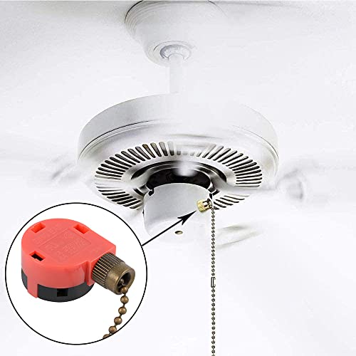 Image of ZE-268S1 Ceiling Fan Switch, 3 Speed 4 wire Pull Chain Switch Ceiling Fan Replacement Part Lamp Switch Appliances Accessories Compatible with Hunter Ceiling Fan Lights (Bronze Pull Chain)