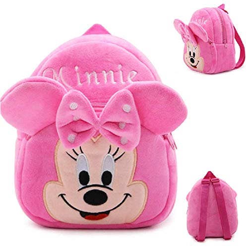 BRIJ Girls and Boys Plush Cartoon School Bag Backpack Velvet Micky Pink