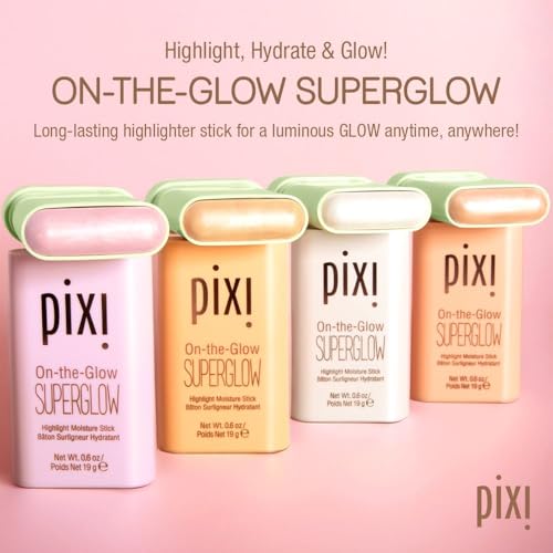 Pixi On-the-Glow SuperGlow | Shade NaturaLustre | Hydrating Highlighter Stick with Ginseng, Aloe Vera & Fruit Extracts | For Cheeks & Brow Bones | 19g / 0.6oz | Paraben-Free Luminous Natural Highlight