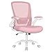 Produktbild SONGMICS Bürostuhl, Schreibtischstuhl, ergonomische Rückenlehne, höhenverstellbar, hochklappbare Armlehnen, Drehstuhl, bis 120 kg belastbar, pastellrosa OBN037R01
